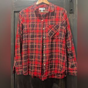 Old Navy Ladies Red and Black Plaid Shirt